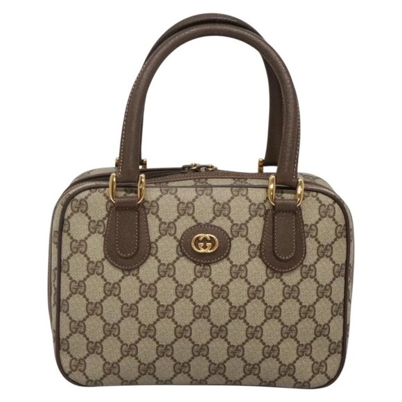 GUCCI GG Supreme Hand Bag PVC Beige Gold 000 58 6090 Auth SW1472 - Picture 2 of 16